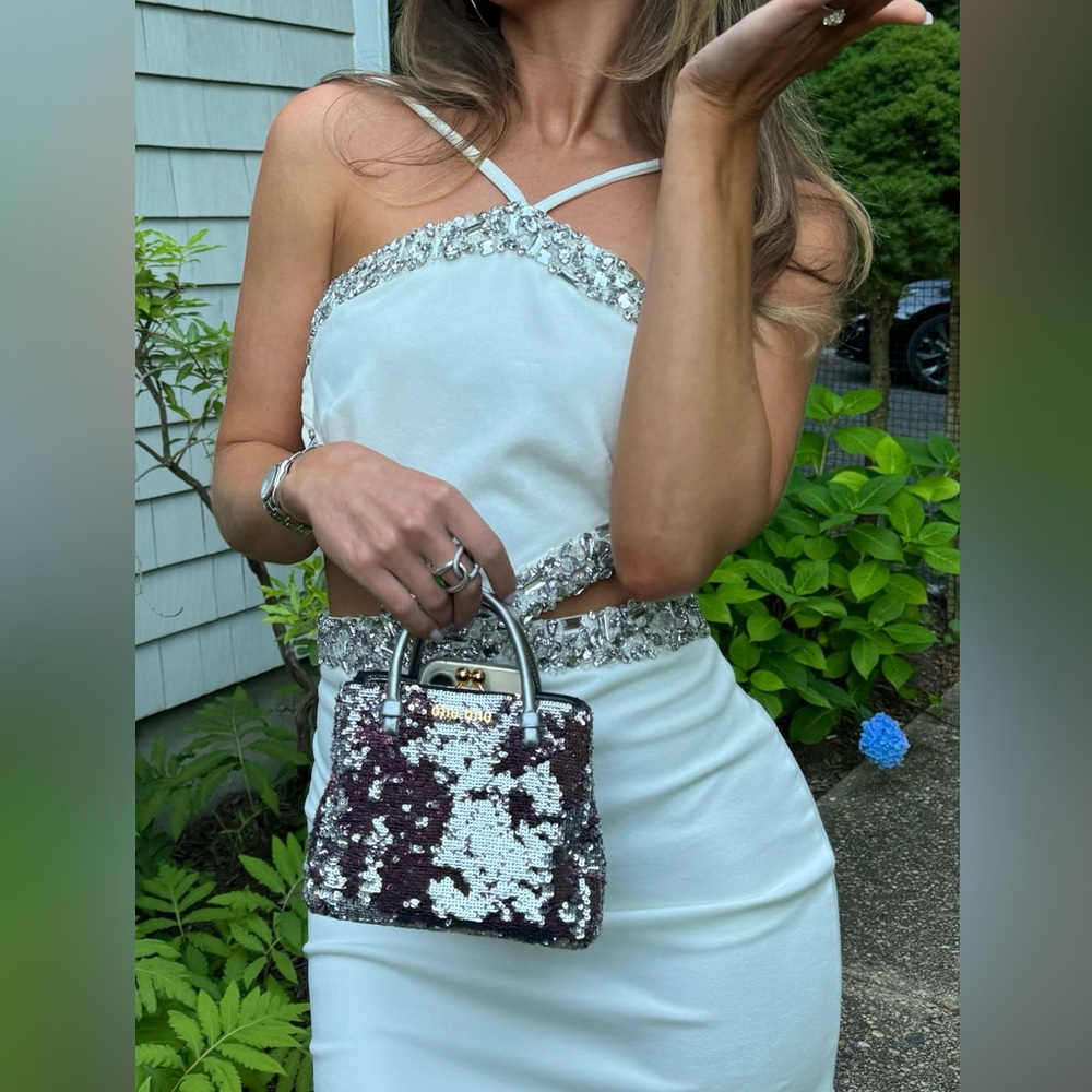Patbo Hand Beaded Halter-neck White Dress